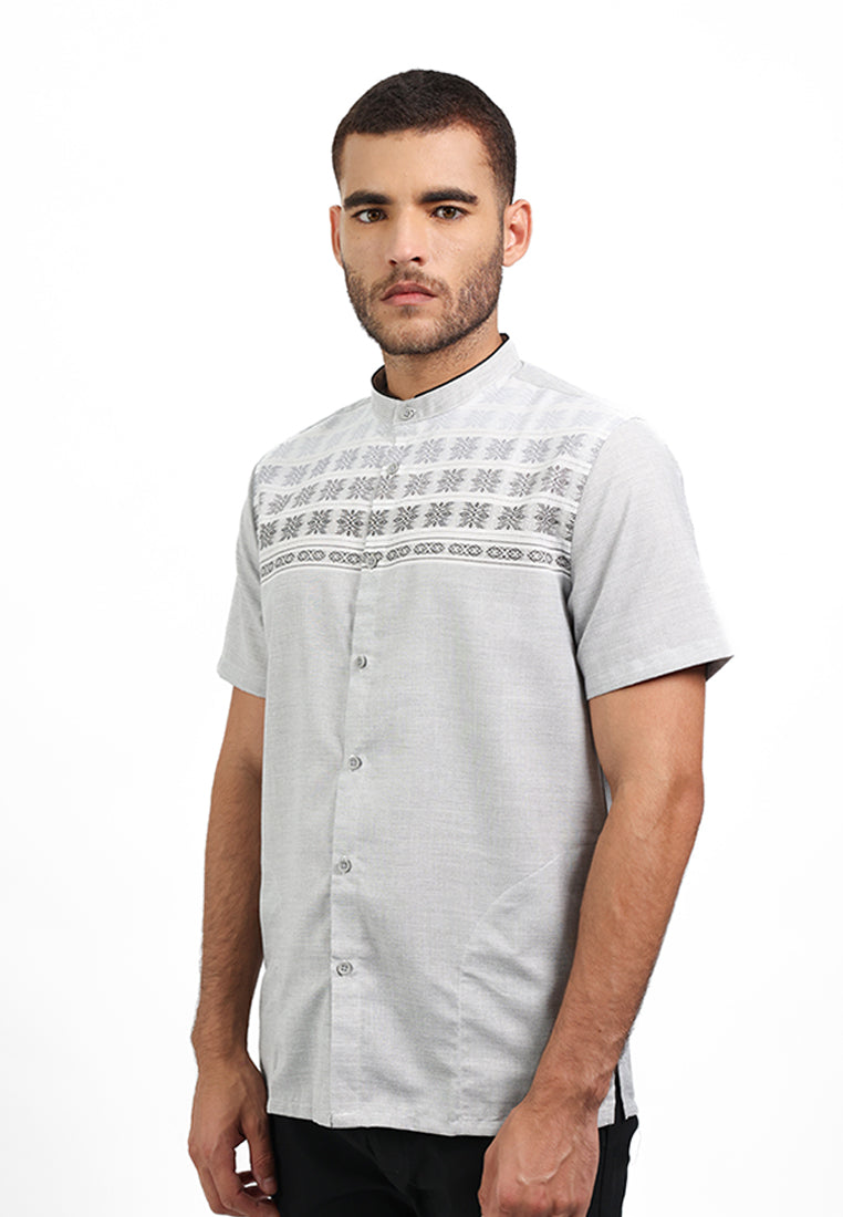 MOC Kemeja Koko Lengan Pendek Pria DIMITRI - GREY