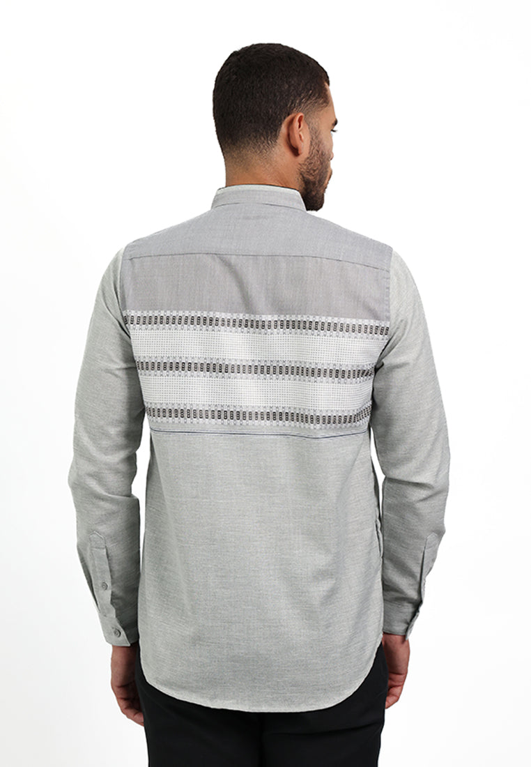 MOC Kemeja Koko Lengan Panjang Pria KALAIN - GREY