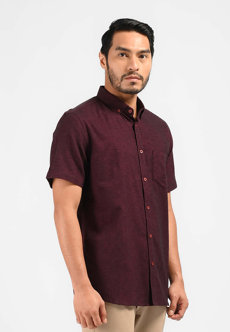 MOC Kemeja Lengan Pendek Pria MALVOY-MAROON