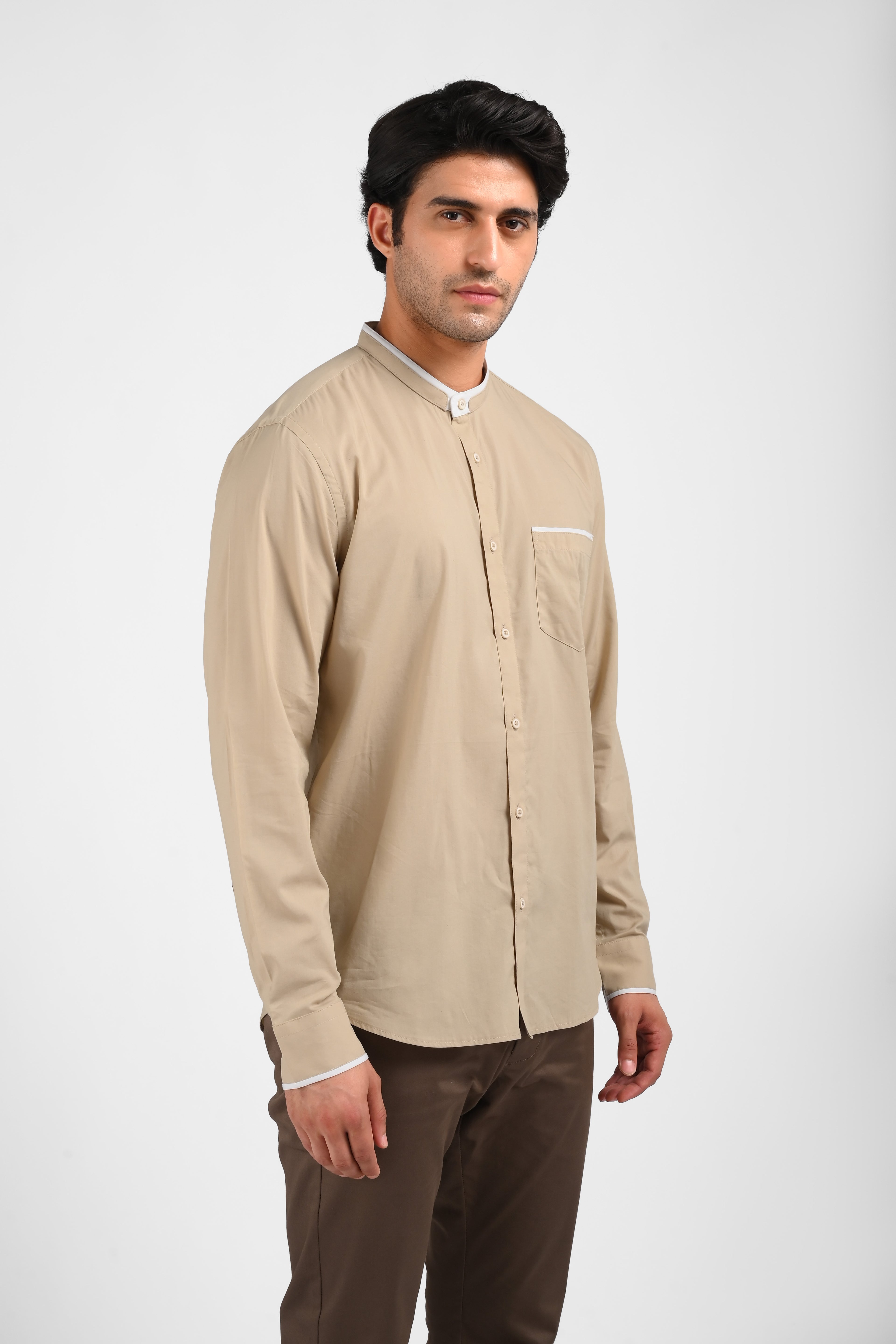 MOC Kemeja Koko Lengan Panjang Pria ALDINO-KHAKI