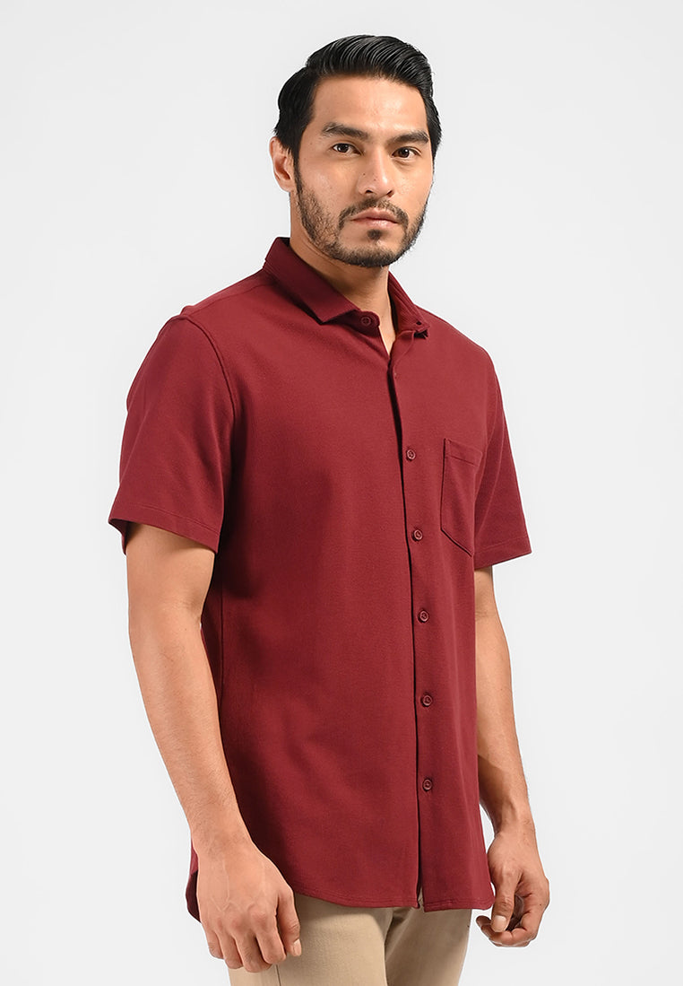 MOC Kemeja Lengan Pendek Pria BASLOW-MAROON