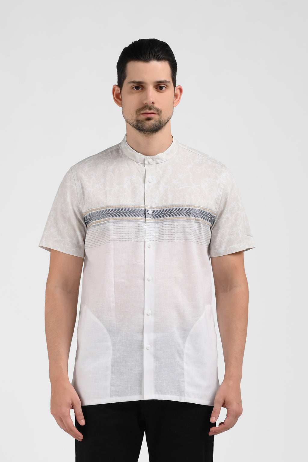 MOC Kemeja Koko Lengan Pendek Pria FOLHA-WHITE