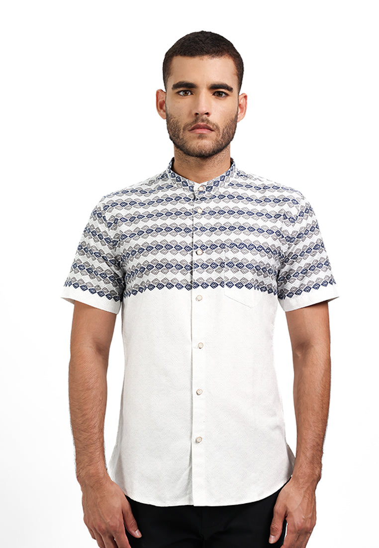 MOC Kemeja Koko Lengan Pendek Pria FAHAD - WHITE