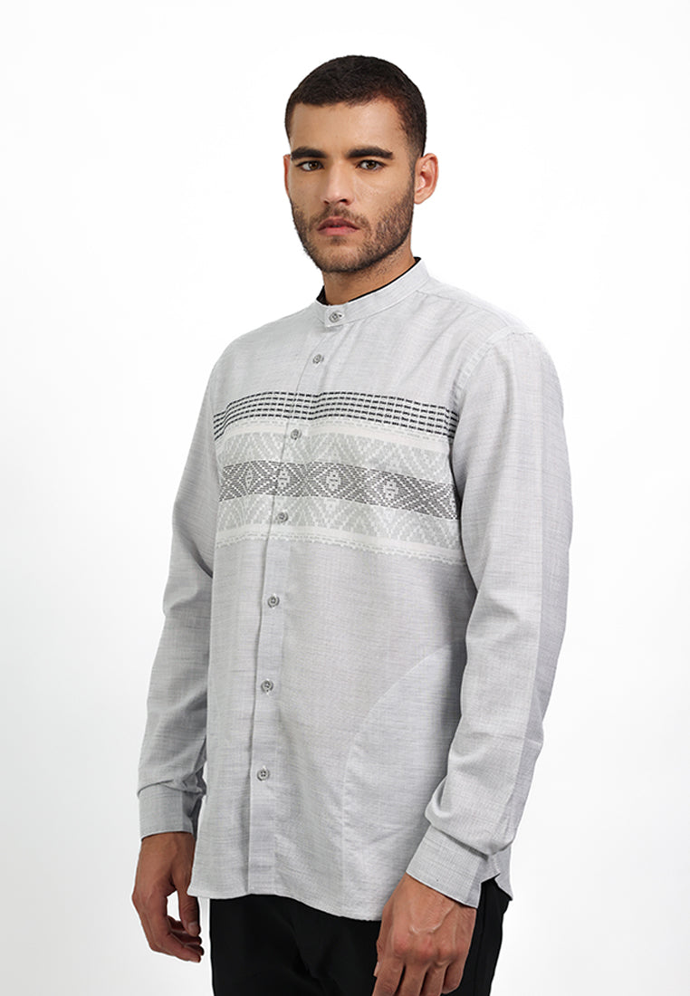 MOC Kemeja Koko Lengan Panjang ROMAN - GREY