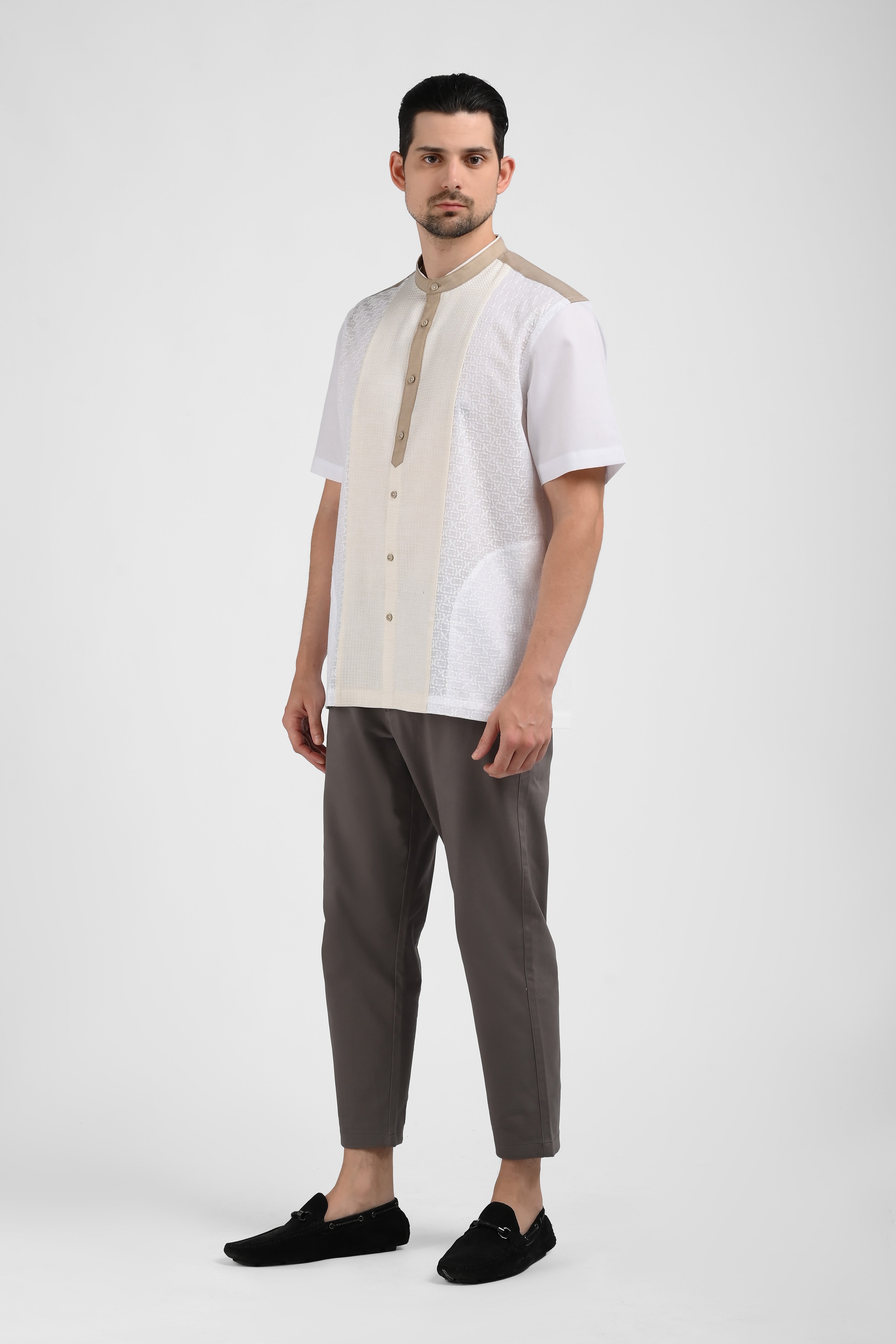MOC Kemeja Koko Lengan Pendek Pria BARATHEON-WHITE