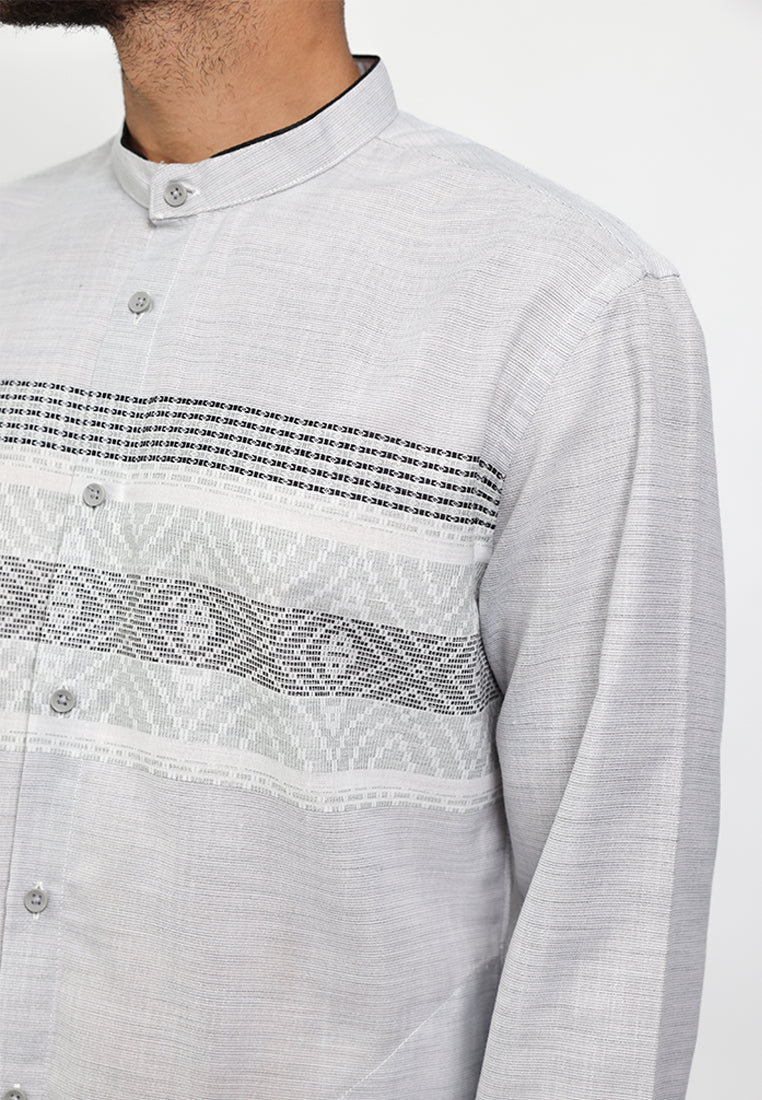 MOC Kemeja Koko Lengan Panjang ROMAN - GREY