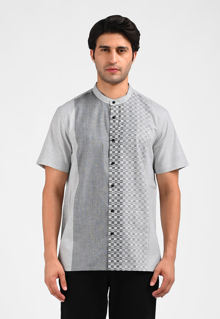 MOC Kemeja Koko Lengan Pendek Pria MUFASA-GREY