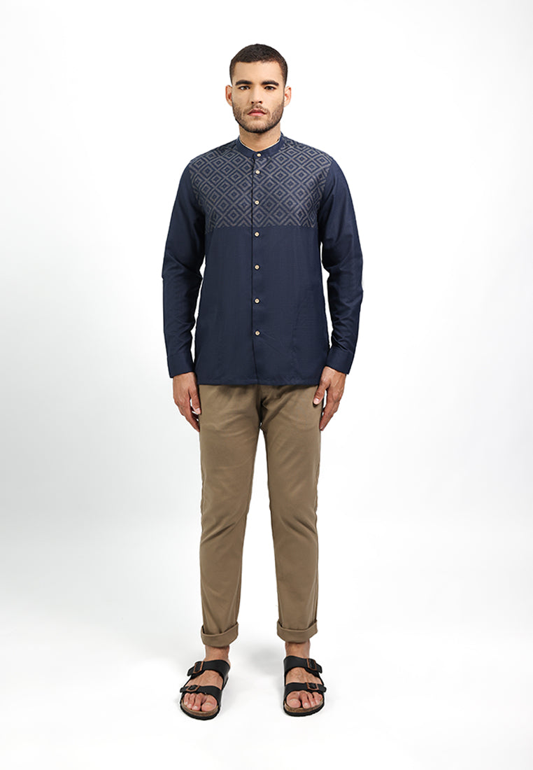 MOC Kemeja Koko Lengan Panjang Pria BAHRI-NAVY