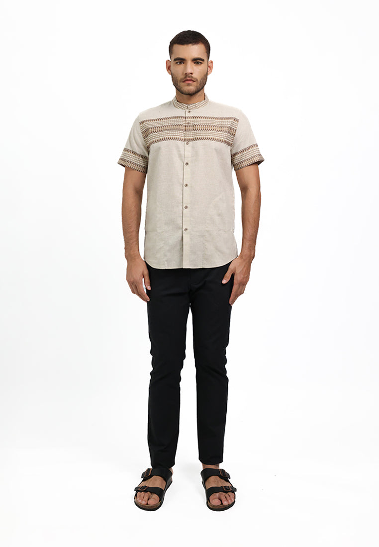 MOC Kemeja Koko Lengan Pendek Pria HORIF - KHAKI