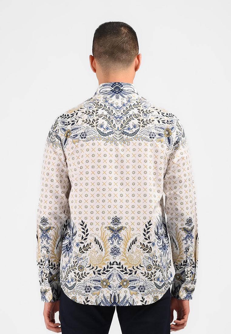 MOC Kemeja Batik Lengan Panjang Pria SHATKAM-WHITE