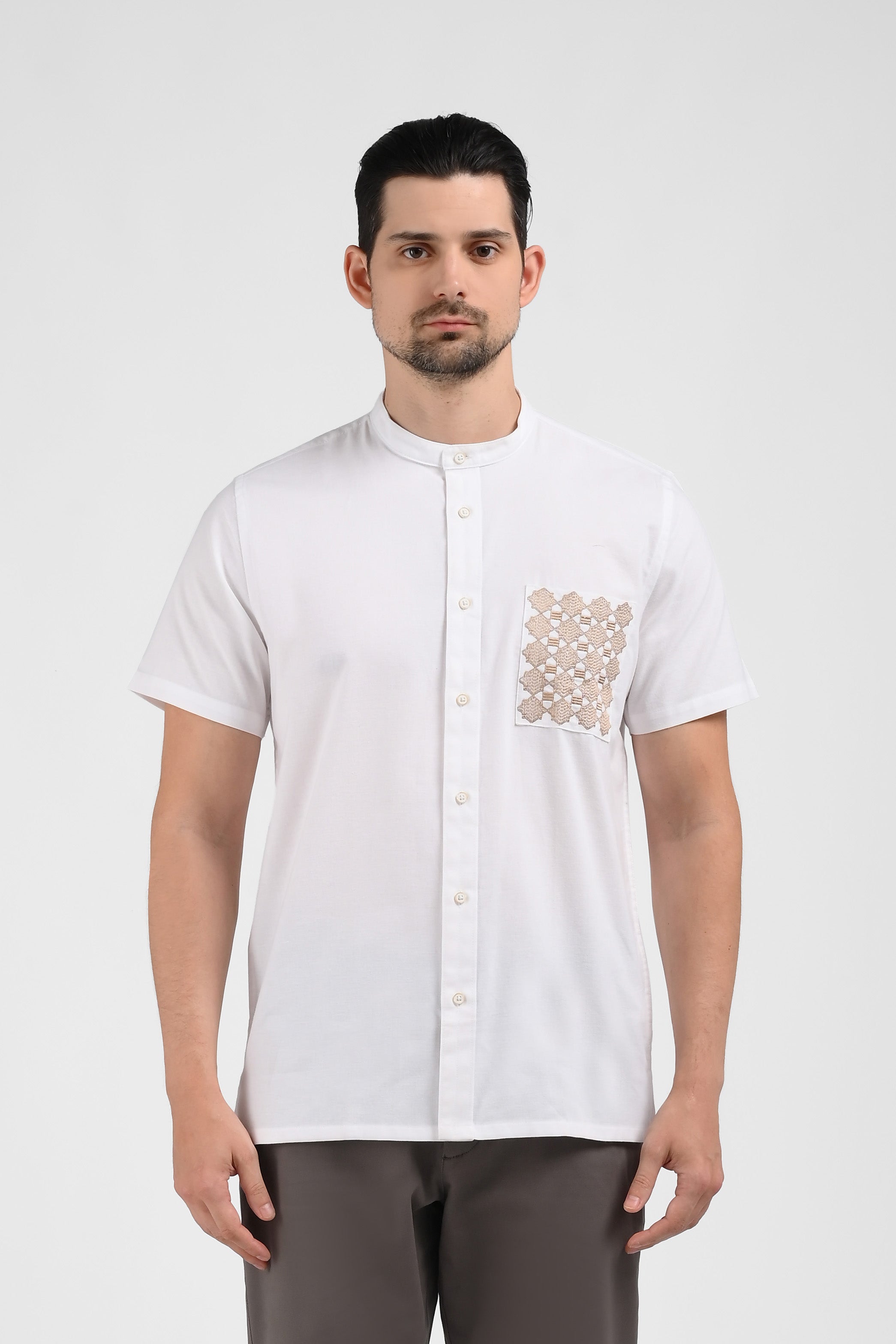 MOC Kemeja Lengan Pendek Pria HUBERTO-BEIGE