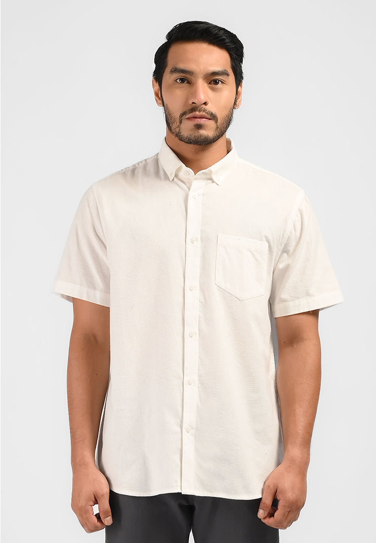 MOC Kemeja Lengan Pendek Pria MALVOY-WHITE