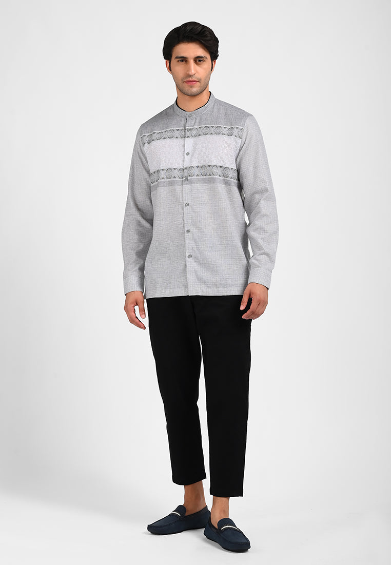 MOC Kemeja Koko Lengan Panjang Pria KOVARRO-GREY