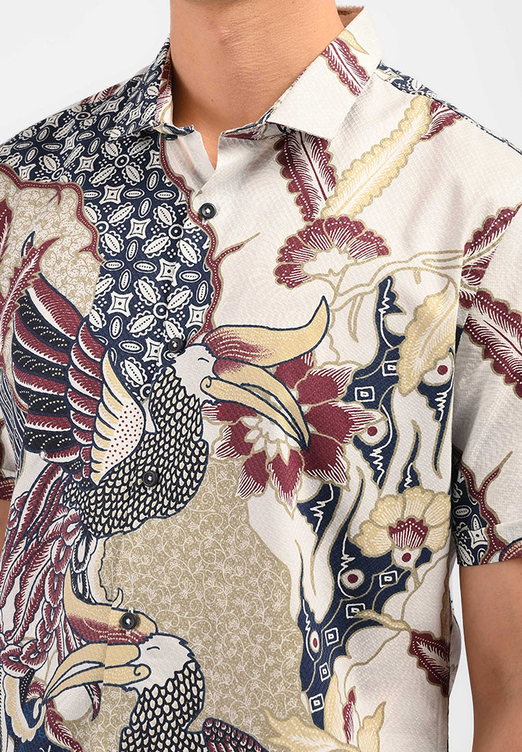 MOC Kemeja Batik Lengan Pendek Pria TANDAV-NAVY