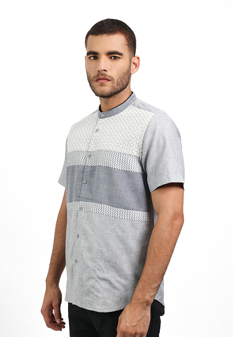 MOC Kemeja Koko Lengan Pendek Pria GIVON - GREY