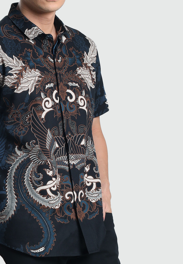 MOC Kemeja Batik Lengan Pendek Pria GARVY-NAVY