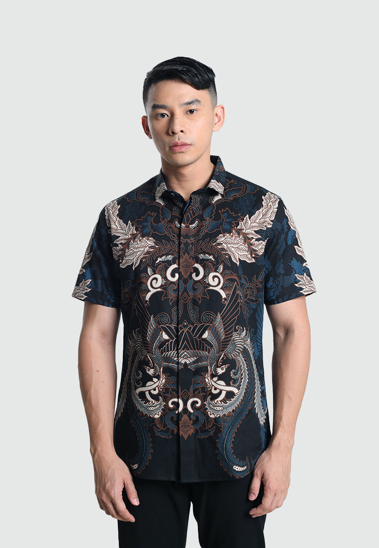 MOC Kemeja Batik Lengan Pendek Pria GARVY-NAVY