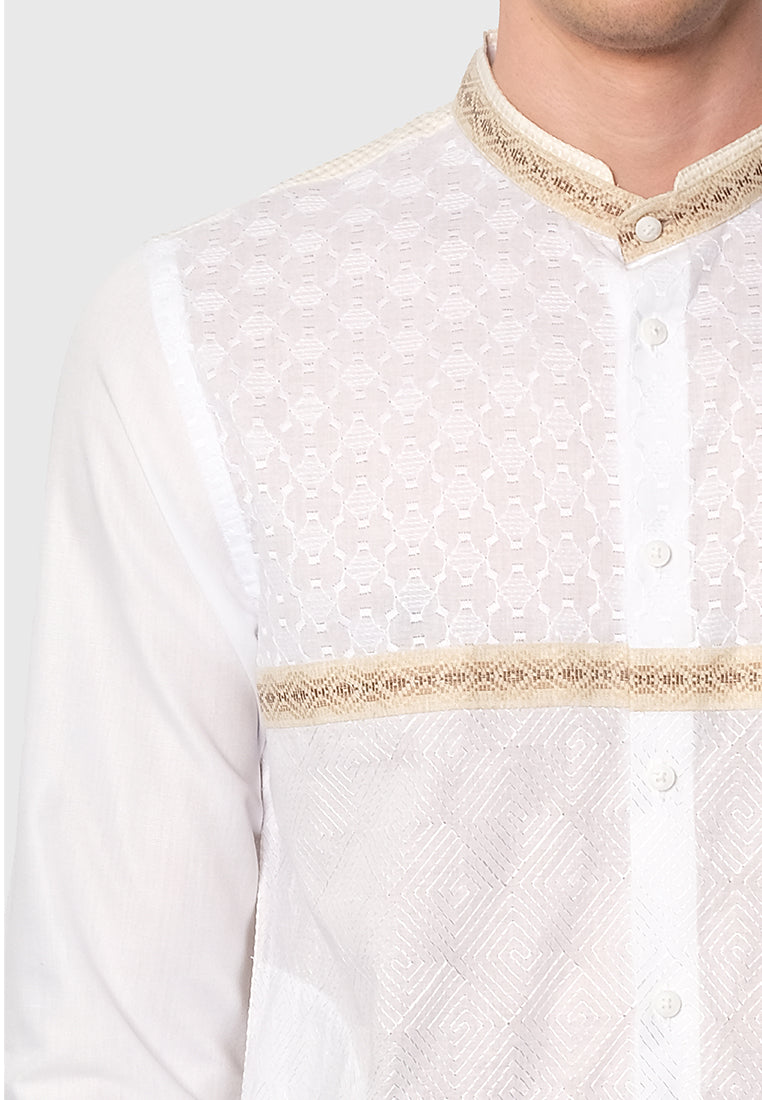 MOC Kemeja Koko Lengan Panjang Pria BANITI-WHITE