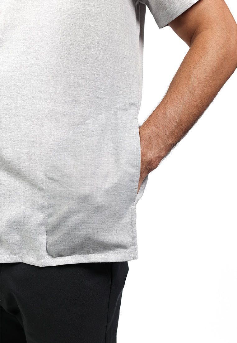 MOC Kemeja Koko Lengan Pendek Pria DIMITRI - GREY