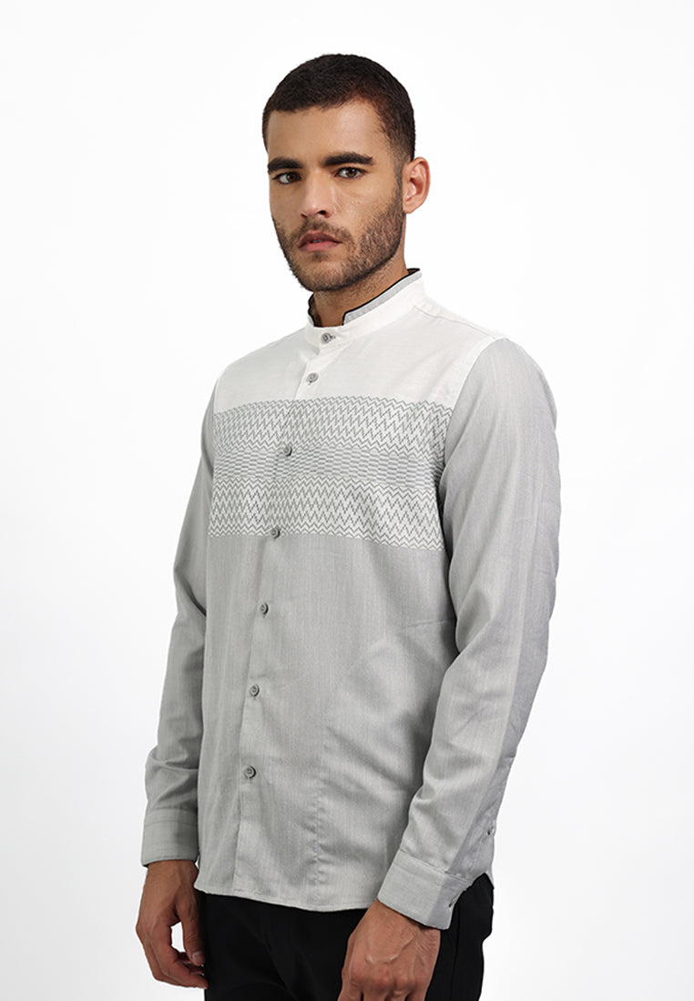 MOC Kemeja Koko Lengan Panjang Pria QUENTINO - GREY