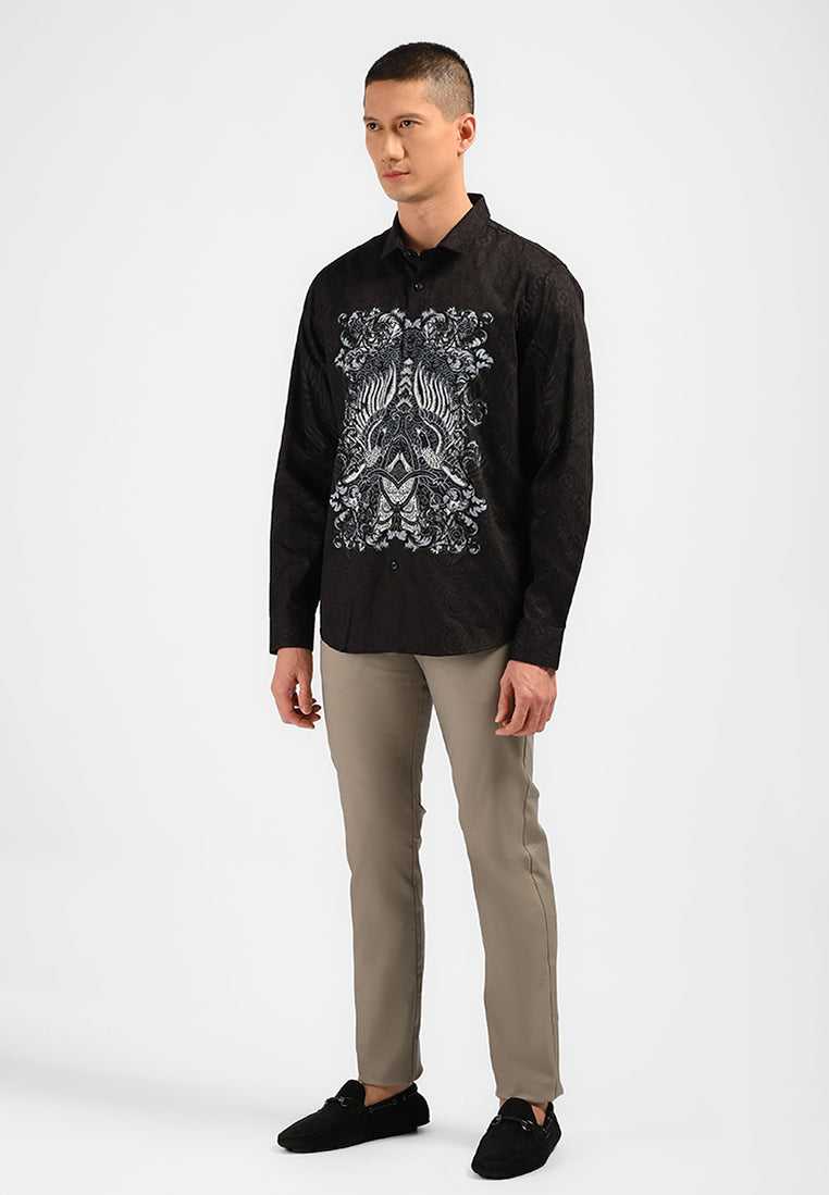 MOC Kemeja Batik Lengan Panjang Pria SHIMHIKA-BLACK
