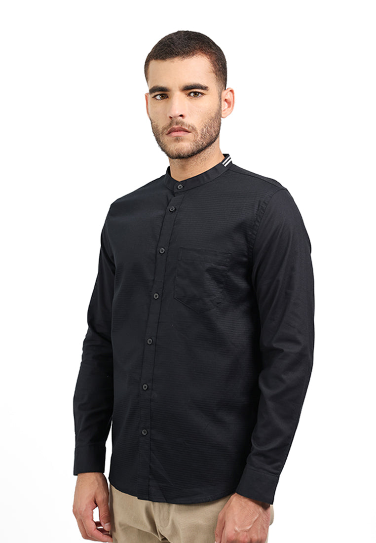 MOC Kemeja Koko Lengan Panjang Pria ANFA - BLACK
