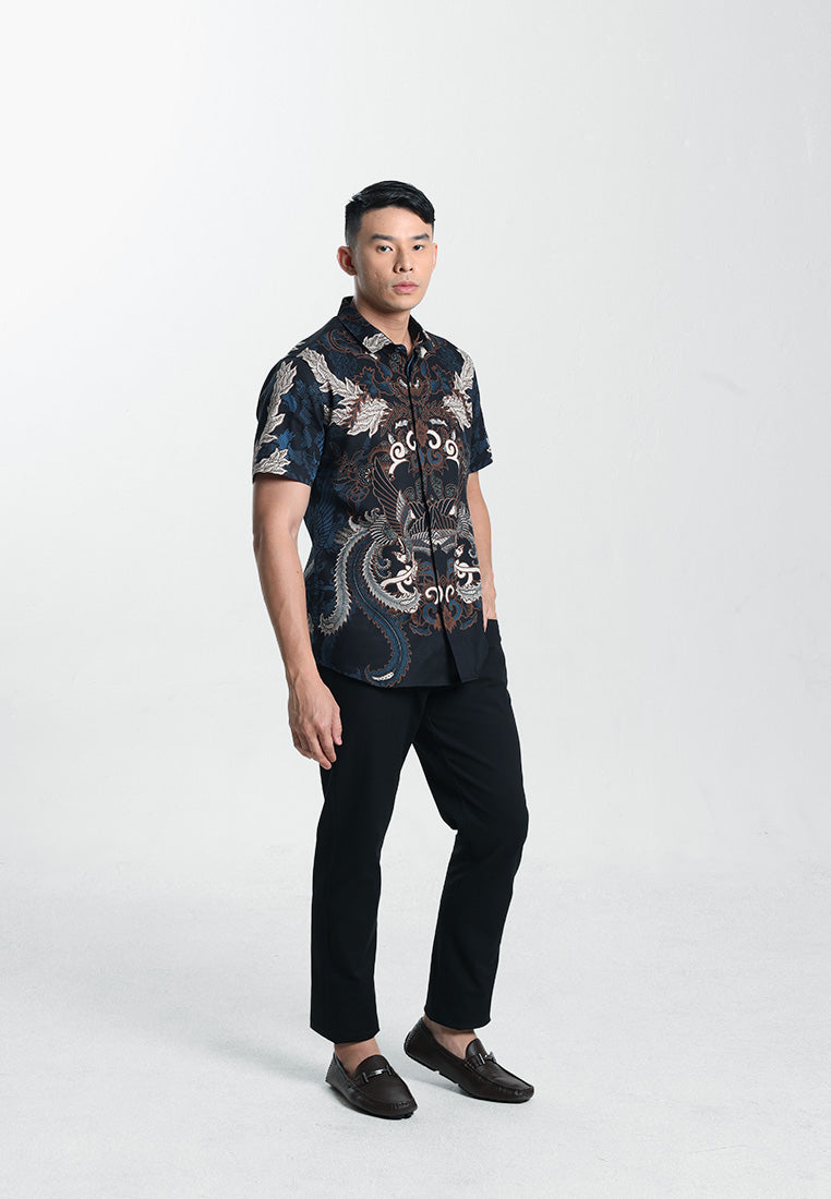 MOC Kemeja Batik Lengan Pendek Pria GARVY-NAVY