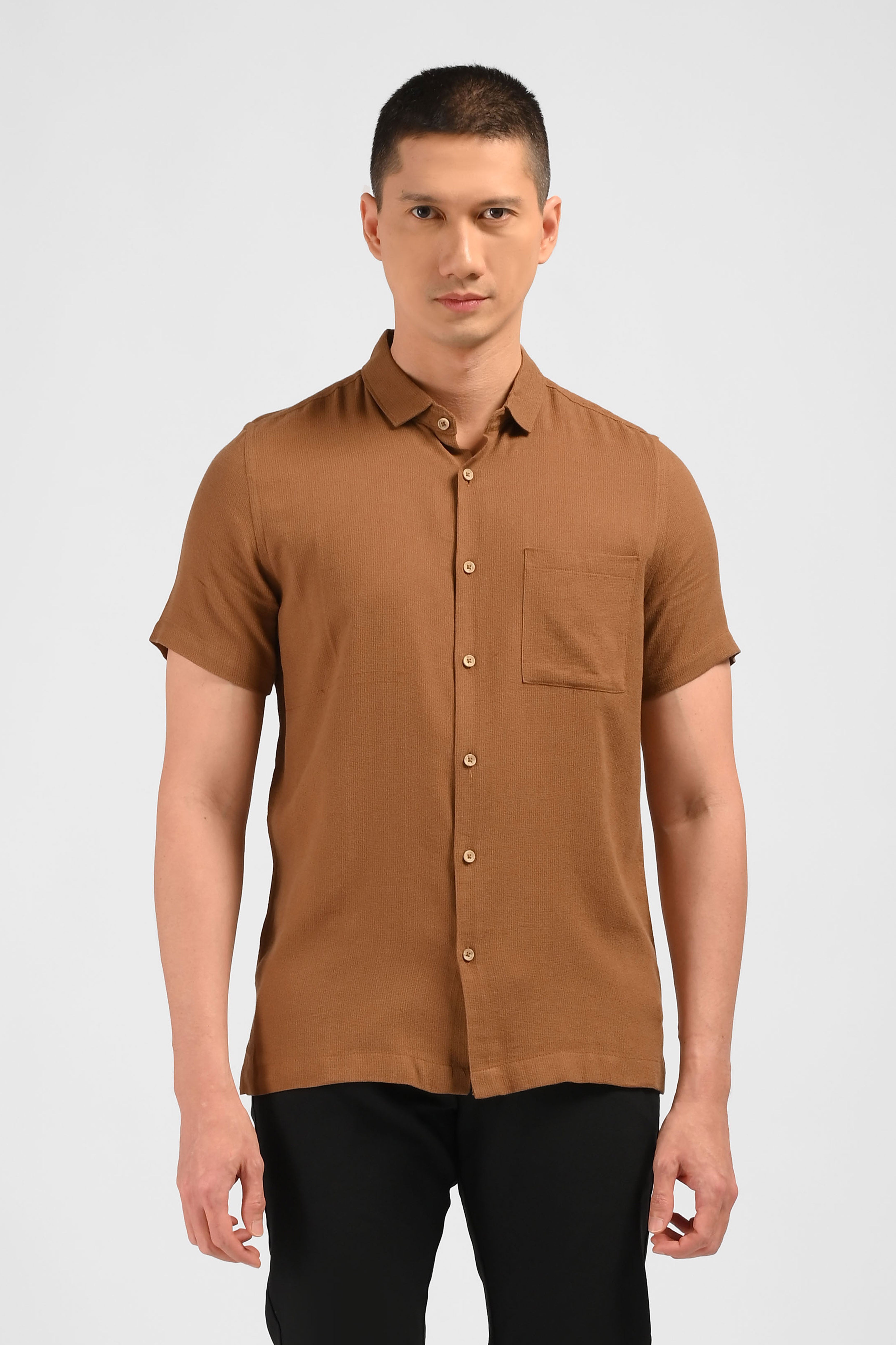 MOC Kemeja Lengan Pendek Pria KNOXY-BROWN