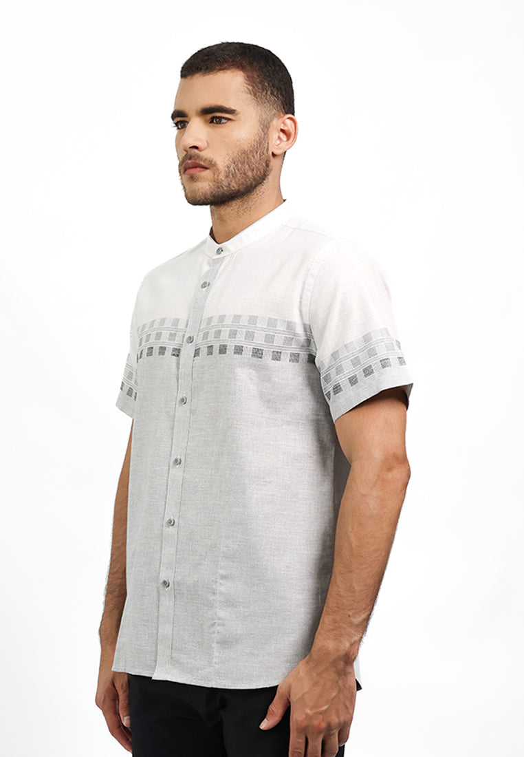 MOC Kemeja Koko Lengan Pendek Pria HISHAAM - GREY