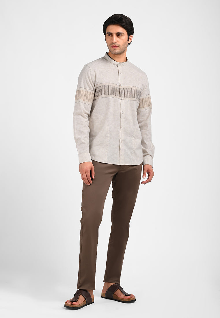 MOC Kemeja Koko Lengan Panjang Pria SUDAN-KHAKI