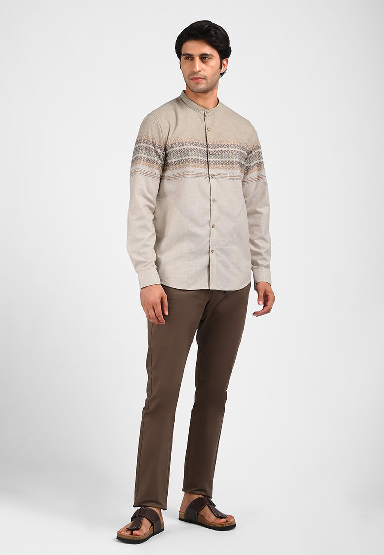 MOC Kemeja Koko Lengan Panjang Pria MUNK-KHAKI