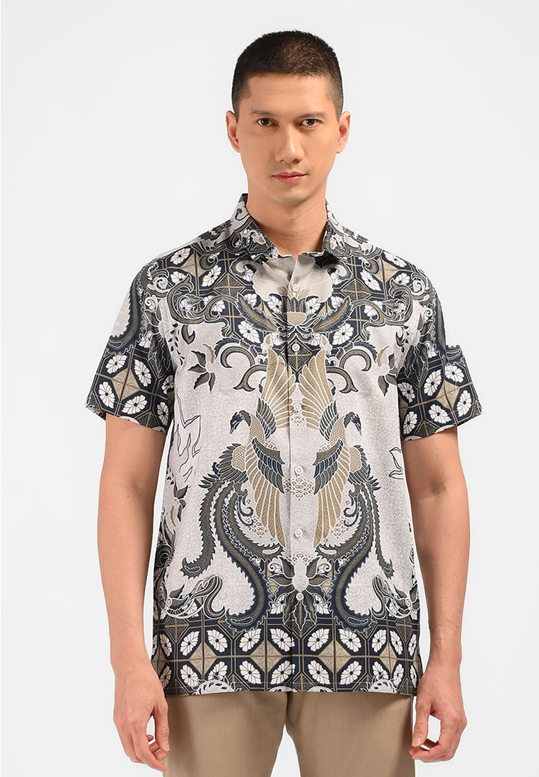 MOC Kemeja Batik Lengan Pendek Pria MRIGA-BEIGE