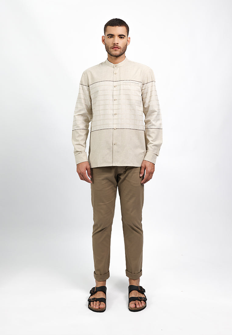 MOC Kemeja Koko Lengan Panjang Pria ALEQ - KHAKI