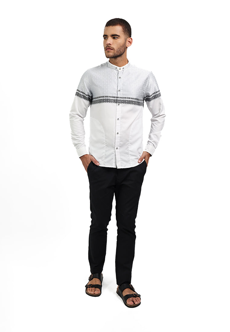 MOC Kemeja Koko Lengan Panjang Pria ORDA - WHITE
