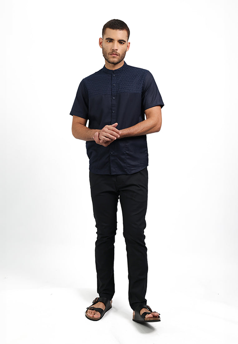 MOC Kemeja Koko Lengan Pendek Pria KARIM - NAVY