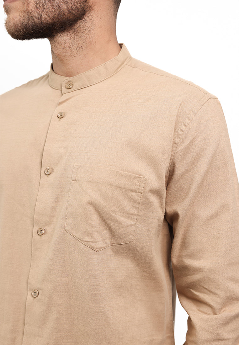 MOC Kemeja Koko Lengan Panjang Pria OSMAN-DARK KHAKI