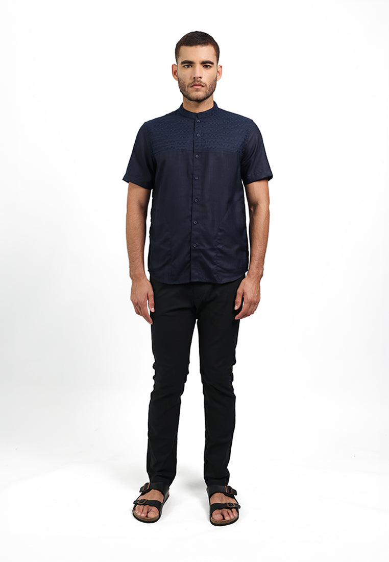 MOC Kemeja Koko Lengan Pendek Pria KARIM - NAVY