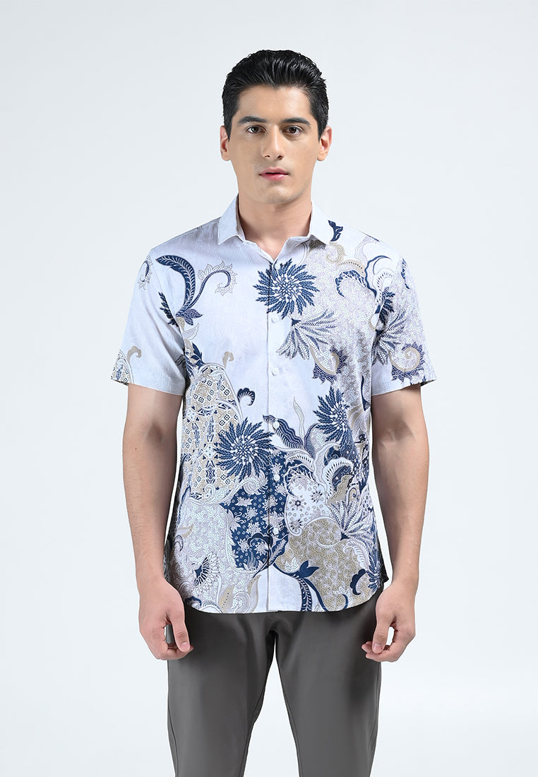 MOC Kemeja Batik Lengan Pendek Pria SURENDRA-WHITE