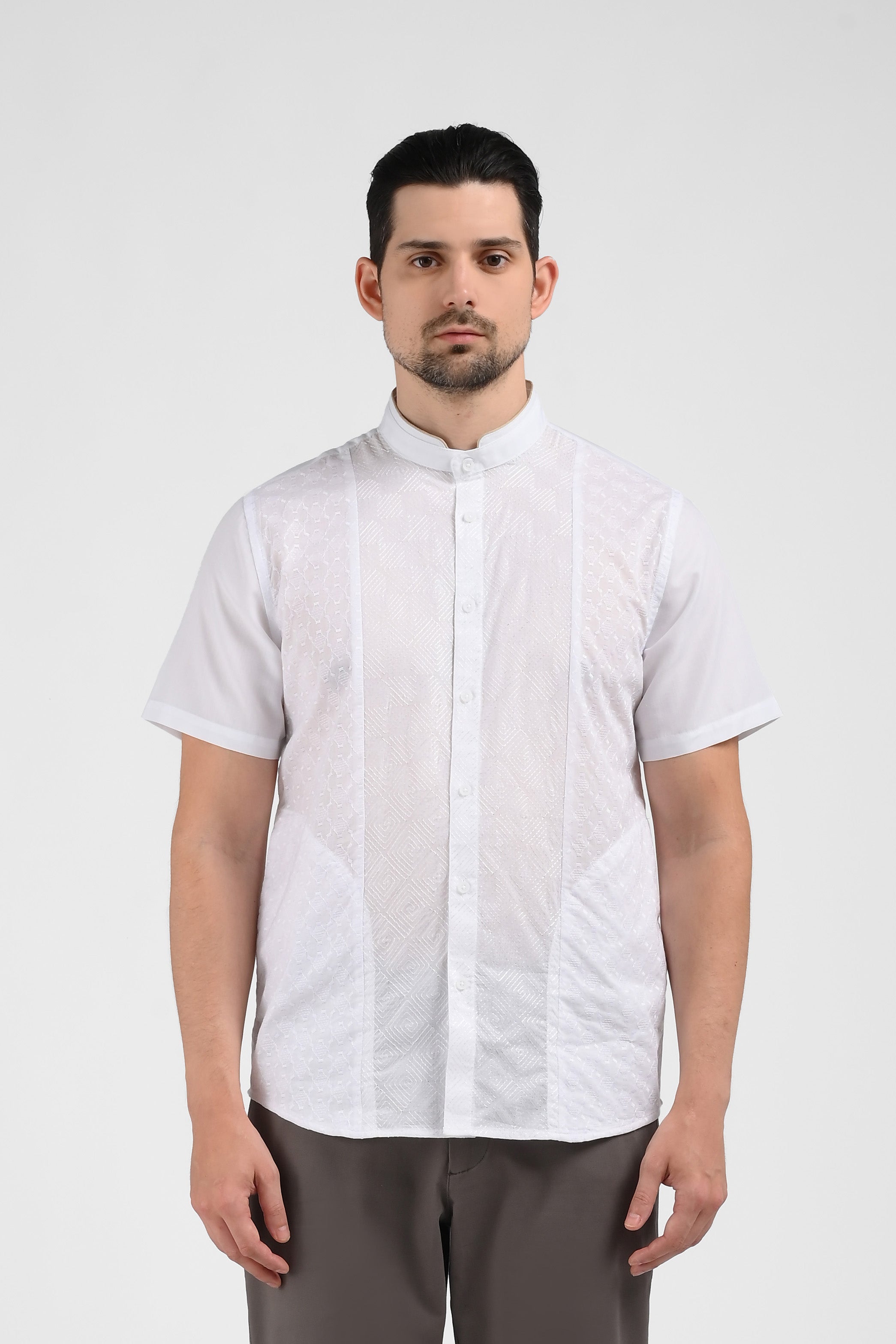 MOC Kemeja Koko Lengan Pendek Pria CAIRO-WHITE