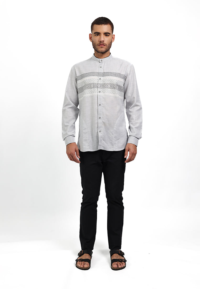 MOC Kemeja Koko Lengan Panjang ROMAN - GREY