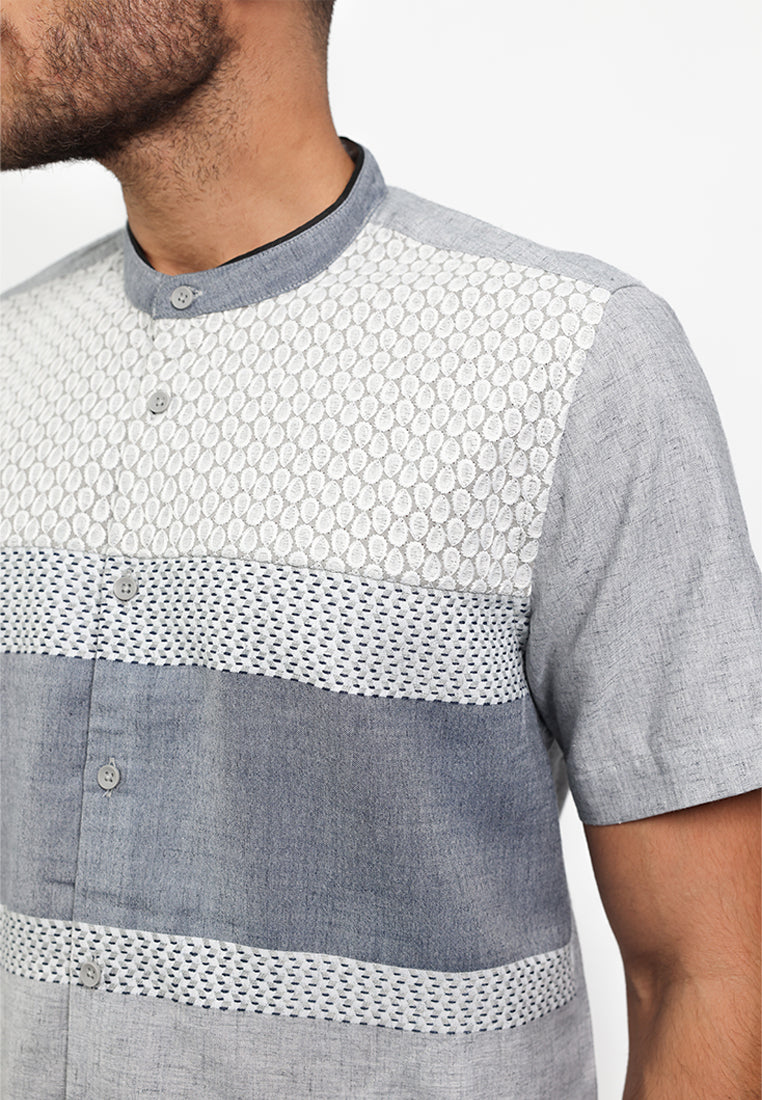 MOC Kemeja Koko Lengan Pendek Pria GIVON - GREY