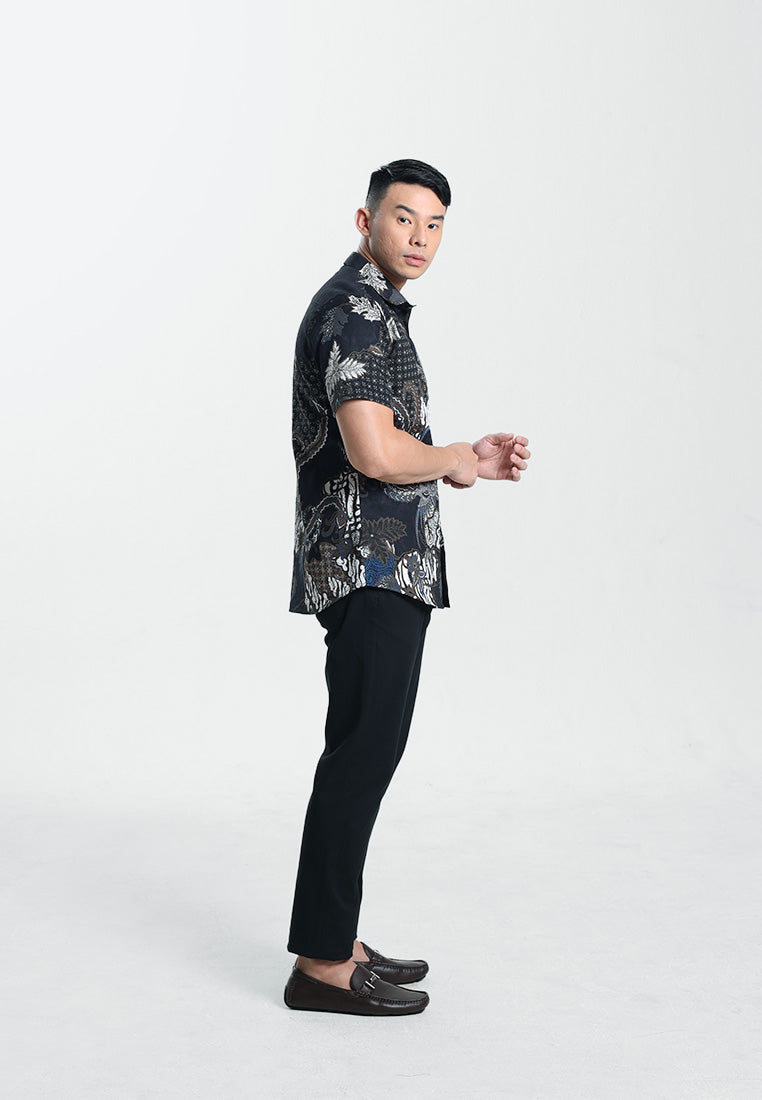 MOC Kemeja Batik Lengan Pendek Pria ISRAJ-BLACK