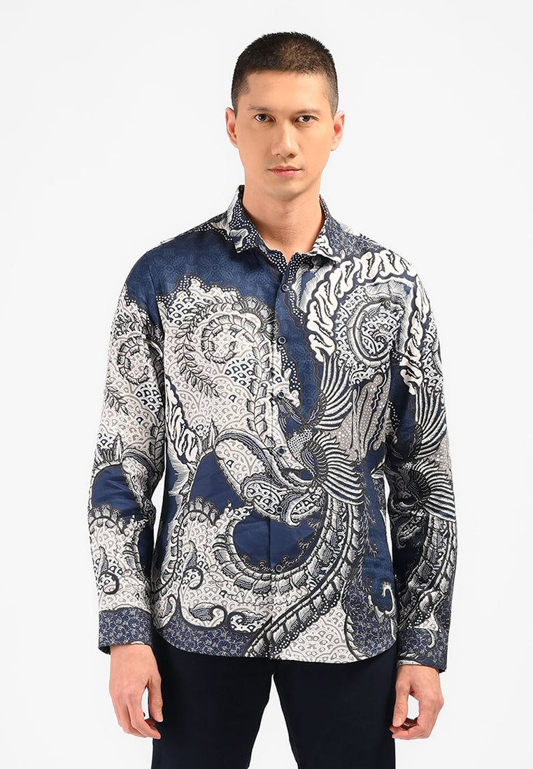 MOC Kemeja Batik Lengan Panjang Pria SYENA-NAVY