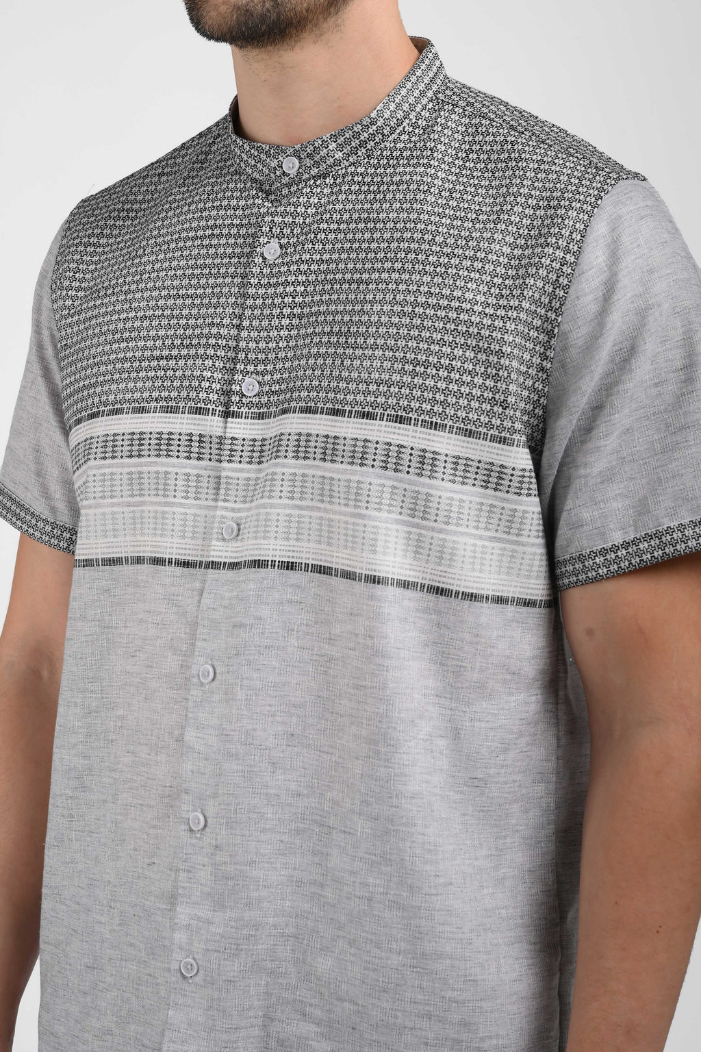 MOC Kemeja Koko Lengan Panjang Pria LUTHO-GREY