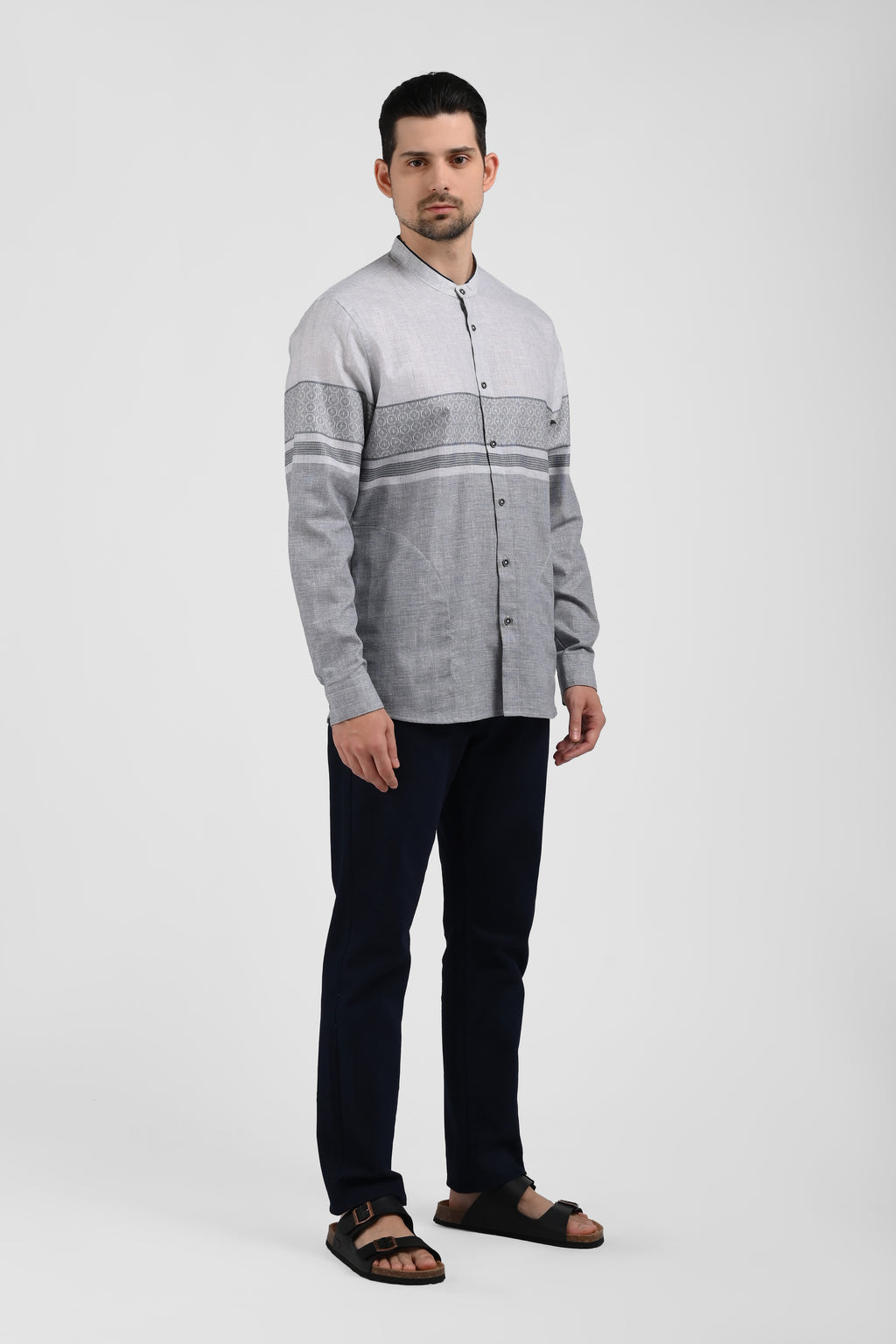 MOC Kemeja Koko Lengan Panjang Pria AZKHA-GREY