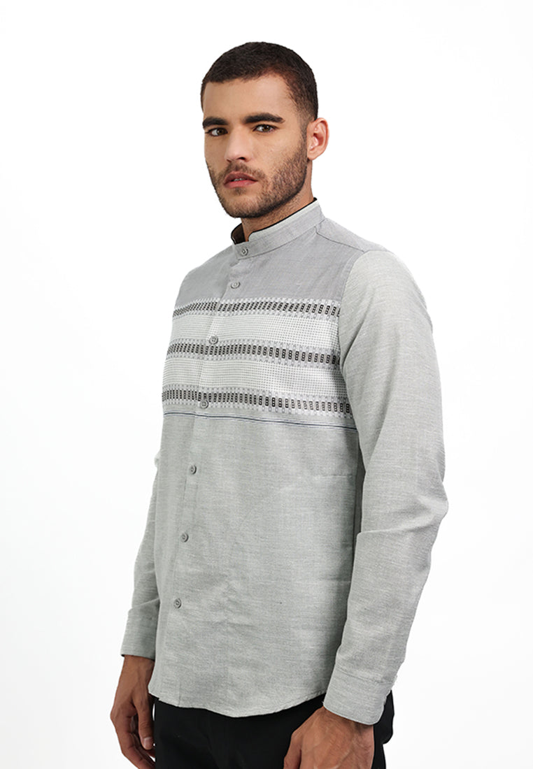 MOC Kemeja Koko Lengan Panjang Pria KALAIN - GREY