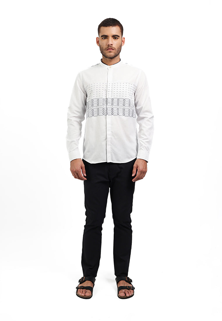 MOC Kemeja Koko Lengan Panjang Pria RAMMY - WHITE