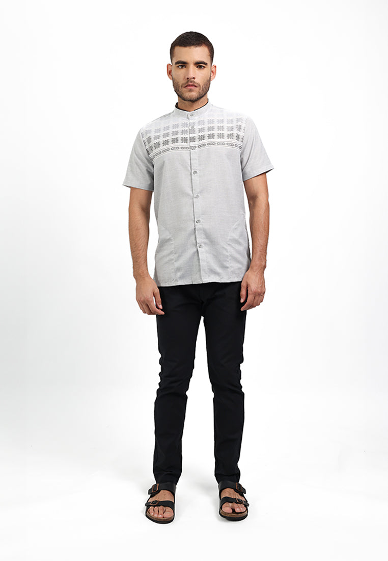 MOC Kemeja Koko Lengan Pendek Pria DIMITRI - GREY