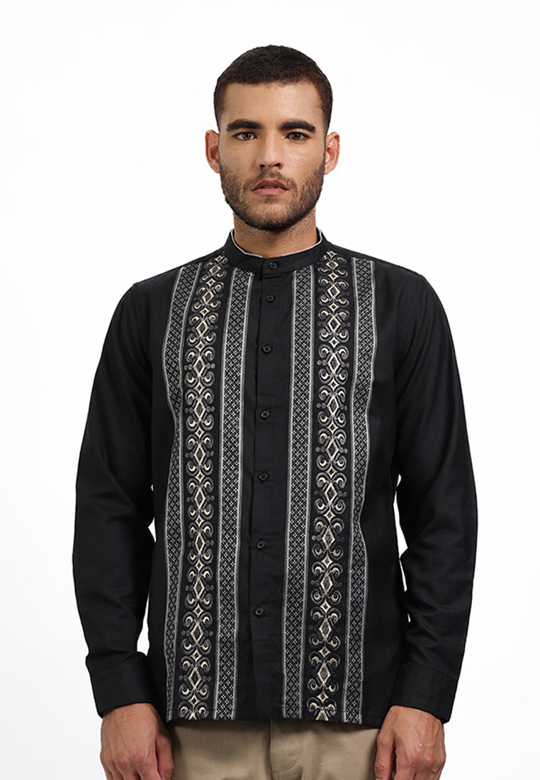 MOC Kemeja Koko Lengan Panjang Pria NIKOLAI - BLACK