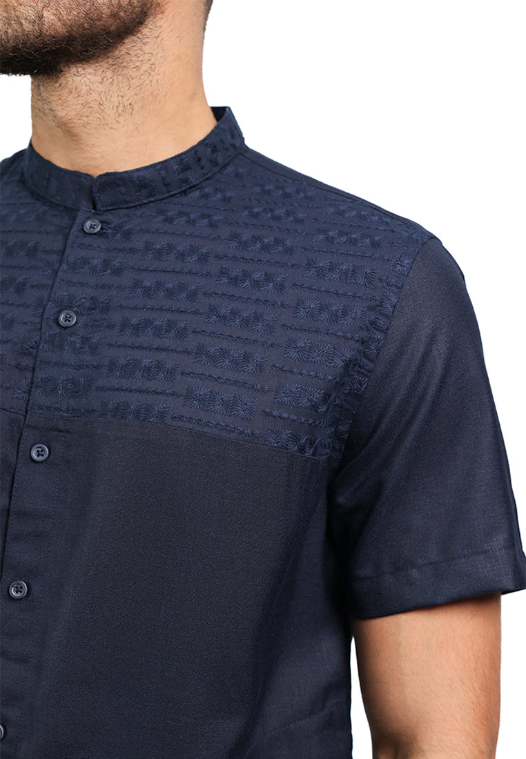 MOC Kemeja Koko Lengan Pendek Pria KARIM - NAVY